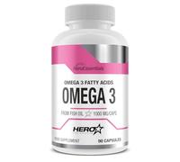 HERO TECH | OMEGA 3 90 caps. | Aceite de Pescado | 540 mg de EPA y 360 mg de DHA | Ácidos Grasos Omega 3 de Alta Potencia para Salud Cerebral y del Corazón | Sin OGM
