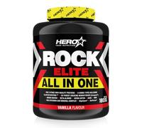 HERO TECH | ROCK ELITE 1800 gr. | Suplemento con Hidratos de Carbono+Proteína para Ganar Masa Muscular | Con Creatina, BCAA, Glutamina... | Sin OGM (1.800 gr, Vainilla)