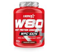 HERO TECH | W80 WHEY PROTEIN | Concentrado Proteína de Suero | Mejores entrenamientos | Aumenta la Recuperación y Crecimiento Muscular (900 gr, Chcolate)
