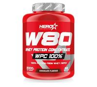 HERO TECH | W80 WHEY PROTEIN | Concentrado Proteína de Suero | Mejores entrenamientos | Aumenta la Recuperación y Crecimiento Muscular (2 kg, Chocolate)
