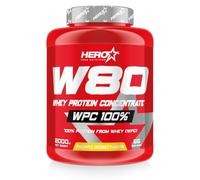 HERO TECH | W80 WHEY PROTEIN | Concentrado Proteína de Suero | Mejores entrenamientos | Aumenta la Recuperación y Crecimiento Muscular (2 kg, Piña Coco)