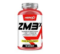 HERO TECH | ZM3X 90 caps. | Zinc + Magnesio + Vitamina B6 | Mantenimiento de niveles normales de testosterona | Apoya la síntesis proteíca