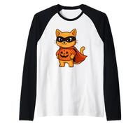 Héroe de Gato con máscara y Capa Camiseta Manga Raglan