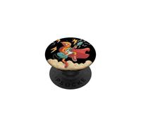Héroe Volador con Guitarra y Capa para un Aspecto Fresco PopSockets PopGrip Adhesivo