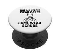 Heroes in Scrub | Regalo de Agradecimiento del Día Internacional de la Enfermera PopSockets PopGrip Adhesivo