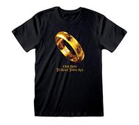 Heroes Inc. Camiseta El Señor de los Anillos para Adultos | Camiseta negra de un anillo | Camiseta Tolkien de manga corta | Mercancía oficial de El Señor de los Anillos, Negro, XXL