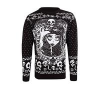Heroes Inc. Corpse Bride - Jersey navideño con Calaveras y Calaveras para Novia, suéter Feo Unisex, Negro -, Medium
