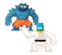 Heroes of Goo Jit Zu Glow Shifters Versus Pack de 2 Figuras súper elásticas: Tyro vs Rock Jaw con Relleno de moco Glow-in The Dark y conversión única de Glibber