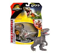 Heroes of Goo JIT Zu Jurassic World Rebirth Dino Rampage Velociraptor, súper Blando y elástico, con mandíbulas masticadoras de acción Rampage