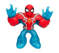 Heroes of Goo Jit Zu Marvel INFINITY ARMOR Spider-Man, figura de acción elástica, súper elástica con relleno de gel metálico esponjoso único