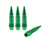 HEROFFIX Tapas Decorativas para Válvula De Neumático 4 Pcs Aluminio 60mm | Verde, 7mm Diámetro Interior, Para Coches Y Camiones, Para Benz, Para Honda, Tipo Cabeza Puntiaguda, Anillo De Goma Integrado