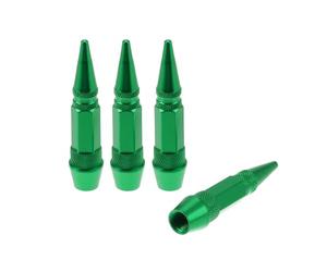HEROFFIX Tapas Decorativas para Válvula De Neumático 4 Pcs Aluminio 60mm | Verde, 7mm Diámetro Interior, Para Coches Y Camiones, Para Benz, Para Honda, Tipo Cabeza Puntiaguda, Anillo De Goma Integrado