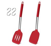 Herogo Juego de 2 espátulas, utensilios de cocina de silicona de grado alimenticio, color rojo, utensilios de cocina para cocina, hornear, cocinar, resistente al calor y apto para lavavajillas