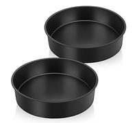Herogo Juego de 2 moldes redondos de acero inoxidable para tartas, 5 cm de profundidad, antiadherente, para brownie, pasteles, lasaña, tartas, duraderos y saludables, duraderos y fáciles de limpiar