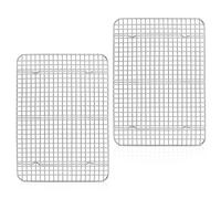 Herogo Juego de rejillas de enfriamiento grandes, de acero inoxidable, juego de 2 unidades, 39 x 28 x 2 cm, para bandejas de horno grandes, rejilla rectangular para tartas, galletas, carne, pizza,