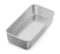 Herogo Sartén de acero inoxidable (23,5x12x6 cm), forma rectangular para hogazas, tostadas, pan, sana y no tóxica, apta para horno y lavavajillas, metal plateado
