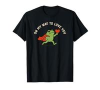 Heroic Frog Carrying Heart Funny Cute Retro Romance Art Camiseta