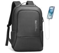 HEROIC KNIGHT Mochila de Negocios Impermeable y Robusta para Ordenador Portátil de 15,6 Pulgadas con Puerto de Carga USB - Confort y Almacenamiento Multifuncional para Hombre Volumen 20 Litros (Negro)