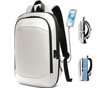 HEROIC KNIGHT Mochila Ordenador Portatil 17 Pulgadas Expandible Impermeable Casual Compacta Ligera Delgada Elegante para Trabajo Universidad Casual Cremalleras YKK (27L Blanco)