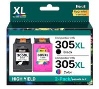Heroil 305xl Cartuchos de Tinta Negro y Color 305 XL Reemplazo de Tinta para HP DeskJet 2720e 2820e 2700e 2722e 2710 2723e 2800 Envy 6000 6020e 6022 6032e DeskJet Plus 4100 4110 4120 4130 (2 Pack)