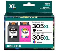 Heroil 305xl Cartuchos de Tinta Negro y Color 305 XL Reemplazo de Tinta para HP DeskJet 2720e 2820e 2700e 2722e 2710 2723e 2800 Envy 6000 6020e 6022 6032e DeskJet Plus 4100 4110 4120 4130 (2 Pack)