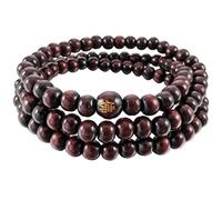 Herold - Pulsera de perlas budistas tibetanas de madera, collar de oración budismo de 108 piezas para mujeres y mujeres - Rojo, madera