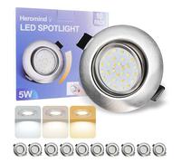 Heromind 10 Pack Downlight LED, Spot Empotrable 5W 600LM 3 Temperaturas, Regulable Intensidad y Ángulo, Para Techo Cocina Baño (Plateado, Blanco, Negro)
