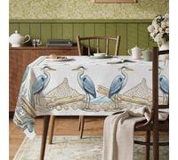 Heron - Mantel rectangular, red de pesca de concha natural costera, tela azul de verano, lavable, reutilizable, para cena, fiesta, esencial para cocina, banquete, picnic, 60 x 120 pulgadas