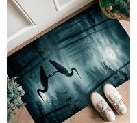 Heron Runner - Alfombra de pasillo con diseño de luna mística, color azul oscuro, antideslizante, suave, resistente a las manchas, para cocina, lavandería, puerta, entrada, decoración de 2 x 3 pies