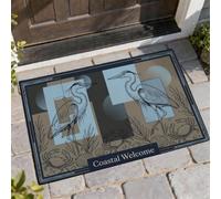 Heron - Tapete de bienvenida para puerta, diseño moderno de cangrejo y algas marinas, color azul, antideslizante, para debajo de la puerta, decoración de entrada para porche delantero, baño, oficina