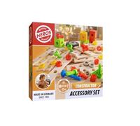 HEROS Constructor HE0027 - Zubehör-Set 75 Teile - Erweiterungsset für Constructor Holz-Konstruktionsspielzeug, mit Holzbauteilen, Schrauben, Rädern und Muttern, FSC®-Zertifiziert, Made in Germany, 3+