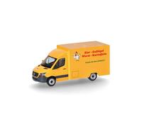 Herpa Coche en Miniatura Mercedes-Benz Sprinter 18 foodtruck Huevos Aves Embutidos Patatas, Miniatura a Escala 1:87, Pieza de colección, Fabricado en Alemania, Modelo de plástico