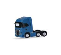 herpa camión en Miniatura Iveco S-Way tractora 3 Ejes (6x2), Azul tráfico, Miniatura a Escala 1:87, artículo de colección, Made in Germany, plástico