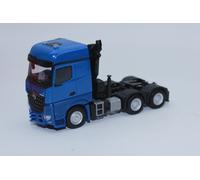 Herpa 318747 Mercedes-Benz Arocs BigSpace Camión Cama Alta con Grúa Azul 1:87 H0