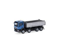 herpa Camión en Miniatura Man TGS NN volquete de construcción de 4 Ejes, Azul/Plata, a Escala 1:87, Pieza de colección, Fabricado en Alemania, plástico
