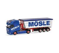 Herpa Miniatura del camión DAF XG+ Stahlmulden-Sattelzug Mösle, Escala 1/87, maqueta de colleción, modelismo, Modelo aleman, Figura plástico