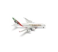 Herpa Miniatura del avión Emirates Airbus A380, Escala 1/500, maqueta de colección, modelismo, avión sin Soporte, Figura Metal