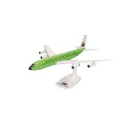 herpa Modelo de Avión Snap-Fit Braniff International Boeing 707-320, Miniatura a Escala 1:144, Pieza de colección, Modelo con Soporte, plástico