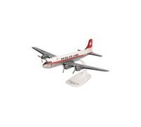 Herpa Miniatura del avión Swissair Douglas DC-4 - Snap-Fit, Escala 1/125, Modelo prefabricado, maqueta de colleción, modelismo, Avion con Soporte, Figura plástico