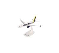 Herpa Miniatura del avión Icelandair Boeing 737 MAX 8 - Yellow Tail Stripe - Snap-Fit, Escala 1/200, Modelo prefabricado, maqueta de colleción, modelismo, Avion con Soporte, Figura plástico