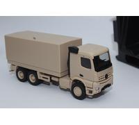Herpa Modelo reducido camión Mercedes-Benz Arocs 6x6 Caja/Plataforma lonada, Beige Arena sin Decorar, Miniatura a Escala 1:87, Pieza de colección, Made in Germany, plástico