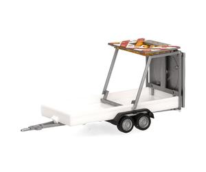 herpa Accesorio Remolque de señalización de tráfico de 2 Ejes, Blanco, a Escala 1:87, Modelo en Miniatura, plástico