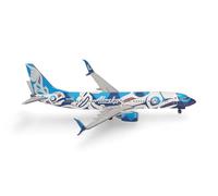 herpa Avión en Miniatura Boeing 737-800 "Xáat Kwáani (Pueblo salmón) Alaska Airlines, Escala 1:500, Pieza de colección, Modelo sin Soporte, Metal