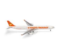 Herpa Avión en Miniatura Conviasa Airbus A340-600, Miniatura a Escala 1:500, Pieza de colección, Modelo de avión sin Base, Metal