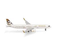 herpa Avión en Miniatura Etihad Airways Airbus A321neo - 20º Aniversario - A6-AEN, a Escala 1:500, Pieza de colección, Modelo sin Base, Metal