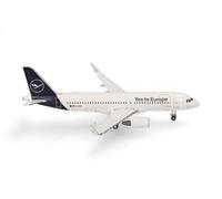 herpa avión en Miniatura Lufthansa Airbus A320 Yes to Europe, Escala 1:500, artículo de colección, Modelo sin Base, Metal