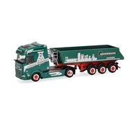 Herpa Camión en Miniatura DAF XG semirremolque volquete Sauerbaum, Miniatura a Escala 1:87, Pieza de colección, Made in Germany, plástico