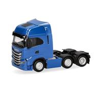 herpa camión en Miniatura Iveco S-Way tractora 3 Ejes (6x2), Azul tráfico, Miniatura a Escala 1:87, artículo de colección, Made in Germany, plástico