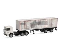 Herpa camión en Miniatura Man F8 tráiler de contenedores DB, Miniatura a Escala 1:87, Pieza de colección, Fabricado en Alemania, plástico