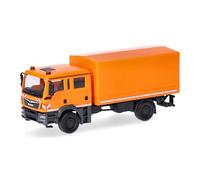 herpa Camión en Miniatura Man TGM MzKW (vehículo polivalente), Naranja Municipal, a Escala 1:87, Pieza de colección, Fabricado en Alemania, plástico